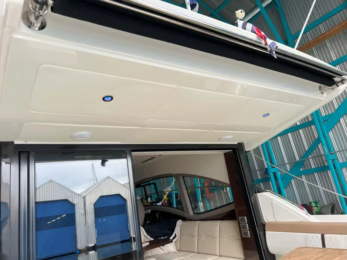 The Good Life Yacht Photos Pics 2018 Sea Ray 400 Sundancer yacht interior with modern seating and sleek design.