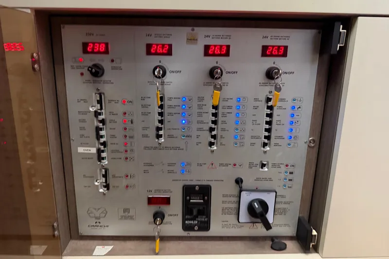  Yacht Photos Pics Control panel of a 2016 Cranchi Eco Trawler 53 Long Distance yacht.