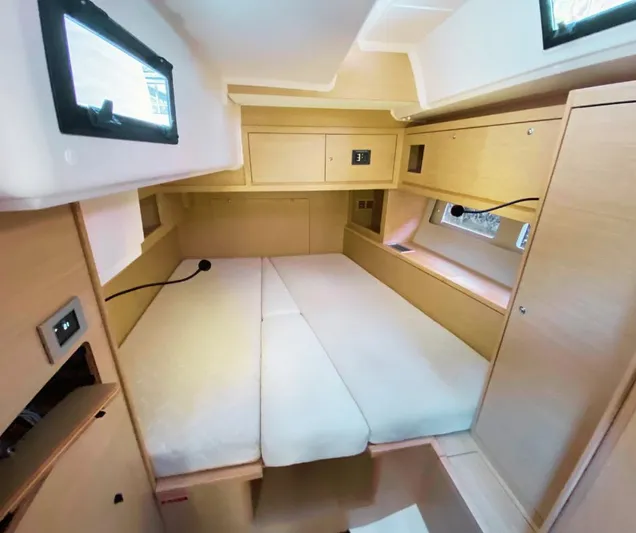 Dufour 530 In Annapolis Yacht Photos Pics 2024 Dufour 530 yacht interior cabin with modern wooden finish.