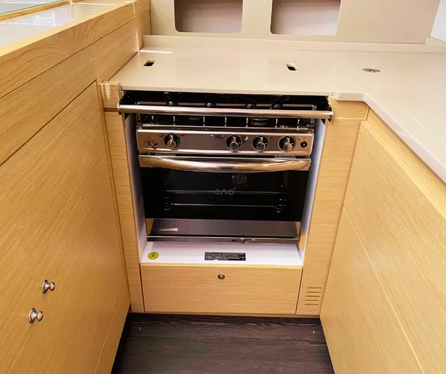 Dufour 530 In Annapolis Yacht Photos Pics Modern kitchen area in 2024 Dufour 530 yacht with built-in oven.