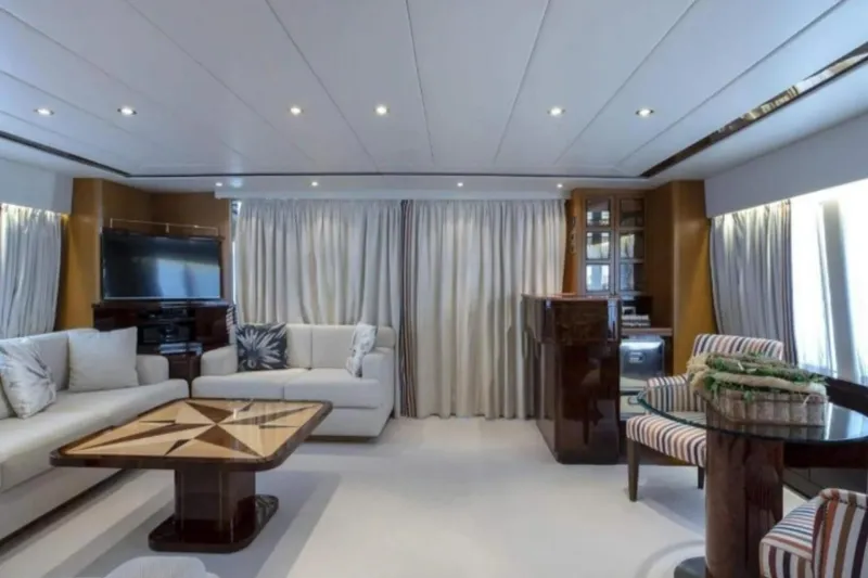  Yacht Photos Pics Luxurious Codecasa 24 yacht interior, 1995 model, featuring elegant seating and modern decor.