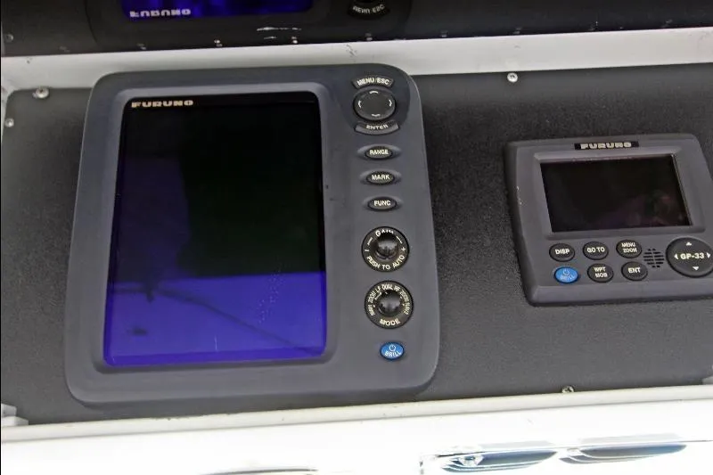  Yacht Photos Pics Furuno navigation equipment on a 1994 Bertram 50 Convertible yacht dashboard.