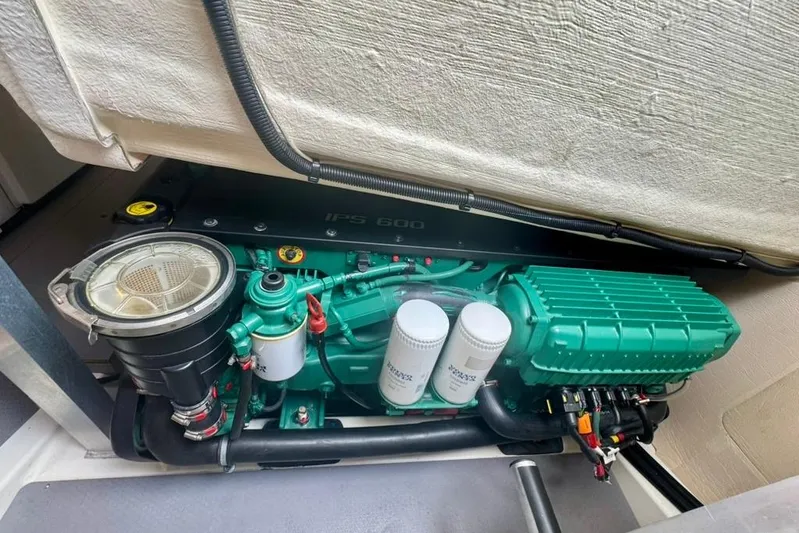 My Three Es Yacht Photos Pics Engine compartment of 2016 Prestige 500 S yacht, featuring IPS 600 system.