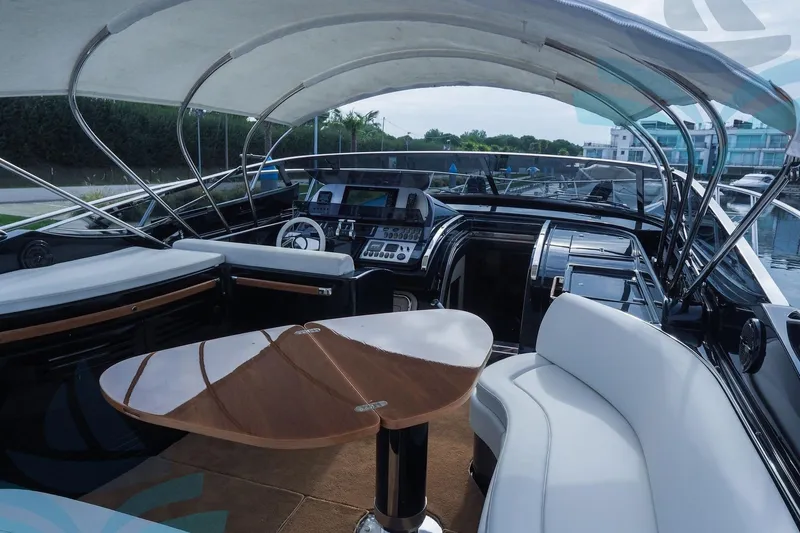 Yacht Photos Pics Luxurious 2016 Riva 52 Rivale yacht interior with elegant seating and modern dashboard.