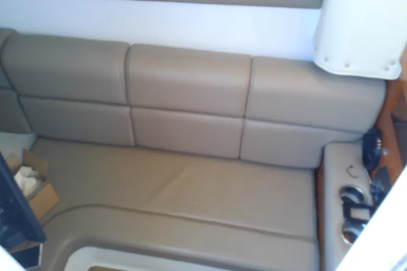  Yacht Photos Pics 2019 Floe Craft 3950C Aquafina interior with beige seating and cup holders.