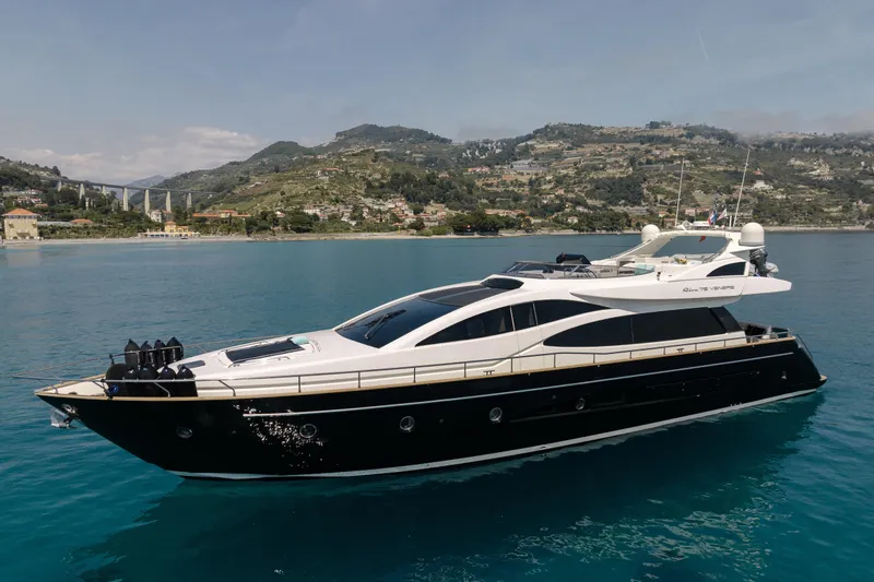 Milky Way Yacht Photos Pics Luxury 2007 Riva Venere 75 yacht cruising on serene blue waters.