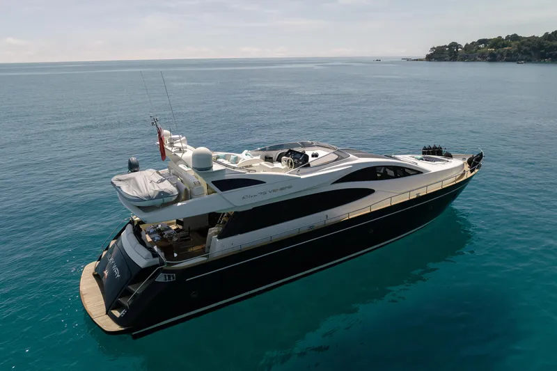 Milky Way Yacht Photos Pics Luxury 2007 Riva Venere 75 yacht cruising on serene blue waters.