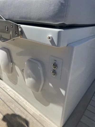  Yacht Photos Pics 2023 MedYacht 42 seating area with control buttons and cushion detail.