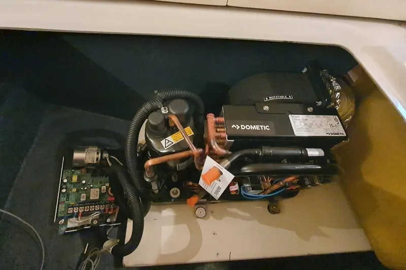  Yacht Photos Pics Engine compartment of 2009 Cranchi Endurance 33 with Dometic equipment.