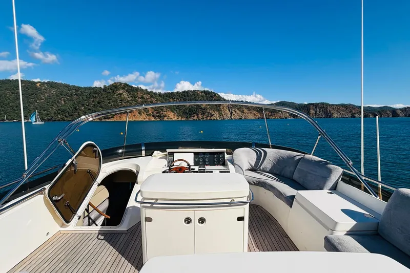  Yacht Photos Pics Luxurious 2007 Princess 21M yacht interior with scenic ocean view and comfortable seating.