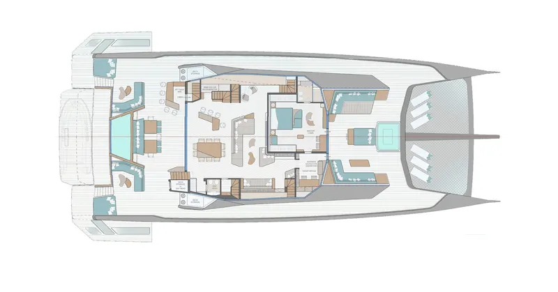 Project Polaris Yacht Photos Pics Floor plan of a 2026 Custom FLYBRIDGE yacht, showcasing interior layout and design.