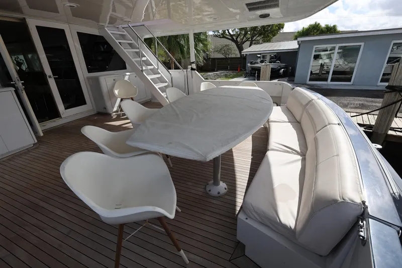 Ocean Drive Yacht Photos Pics Luxury deck seating on 1988 Broward 124 Tri-Deck MY yacht.