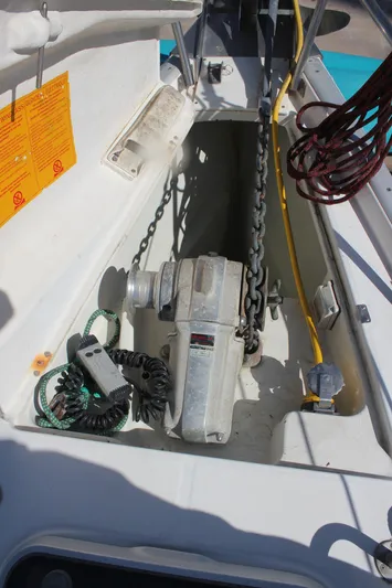 Hawaiian Passage Yacht Photos Pics Anchor windlass on 1997 Beneteau Oceanis 461 sailboat deck.