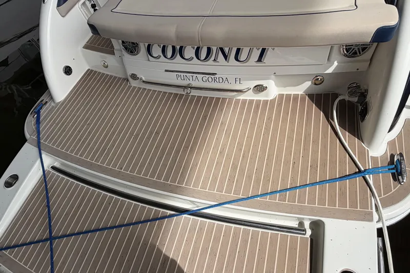  Yacht Photos Pics 2017 Formula 350 Crossover Bowrider boat deck, named "Coconut," docked in Punta Gorda, FL.