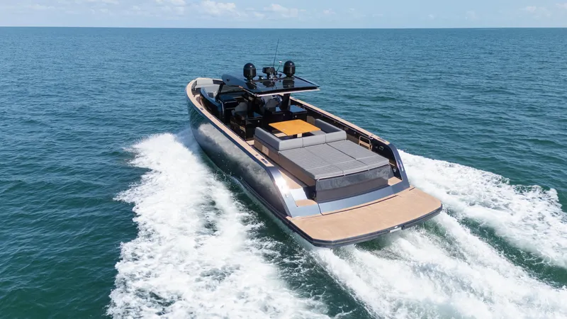  Yacht Photos Pics 2025 Pardo Yachts 50 cruising on open sea, showcasing sleek design and luxury features.