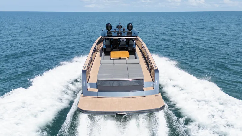  Yacht Photos Pics 2025 Pardo Yachts 50 cruising on open sea, showcasing sleek design and luxury features.