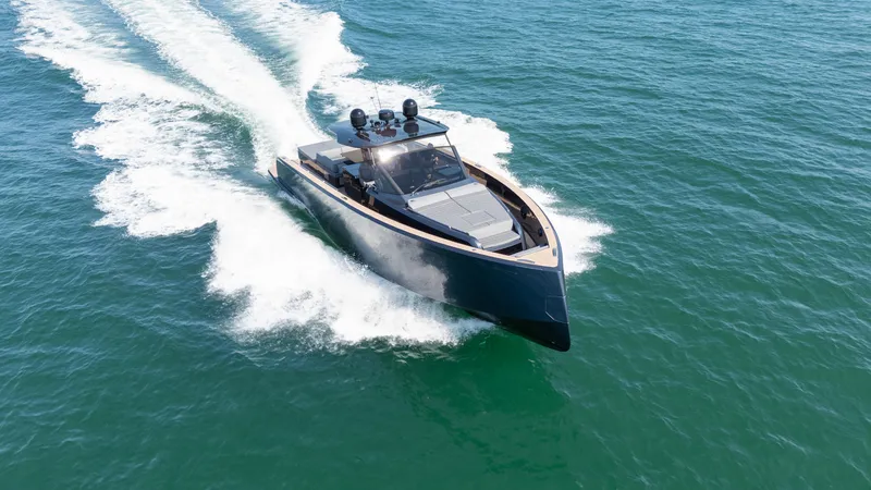  Yacht Photos Pics 2025 Pardo Yachts 50 cruising on open water, showcasing sleek design and powerful performance.