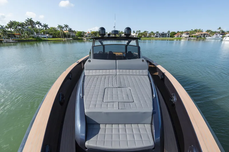  Yacht Photos Pics 2025 Pardo Yachts 50 on serene water, featuring sleek design and spacious deck.