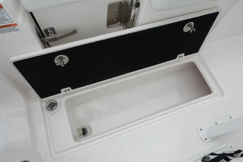  Yacht Photos Pics Storage compartment on a 2025 Sea Fox 268 Commander boat.