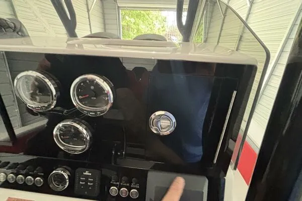  Yacht Photos Pics Dashboard of 2025 Concept 27' Open Deck boat with gauges and controls.