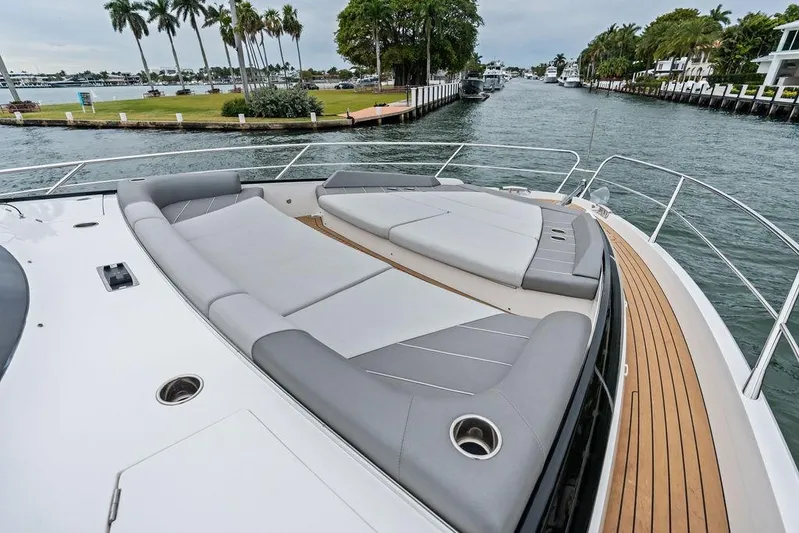  Yacht Photos Pics Luxurious 2022 Sunseeker 65 Sport Yacht with spacious deck and elegant seating.