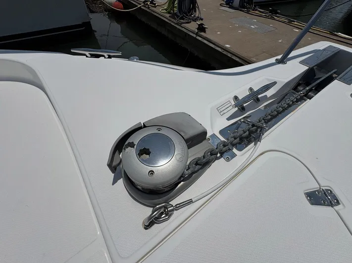 Bilboat Baggins Yacht Photos Pics 2011 Boston Whaler 305 Conquest boat anchor system on deck.