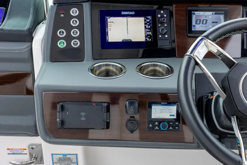  Yacht Photos Pics Dashboard of 2023 Chaparral 280 OSX boat with navigation and control systems.
