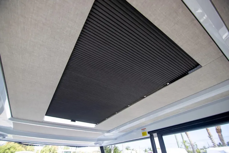  Yacht Photos Pics Ceiling view of 2025 Quarken 35 Cabin with modern sunroof design.