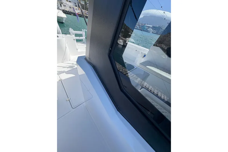 Hammercat 35hh Yacht Photos Pics 2026 Hammer Yachts 35HH yacht deck with sleek design and waterfront view.