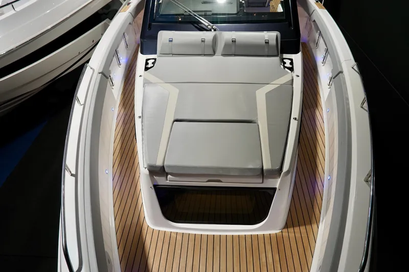  Yacht Photos Pics 2025 Schaefer V44 yacht with sleek deck and modern seating design.