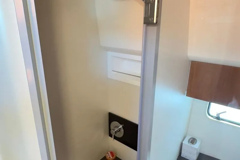  Yacht Photos Pics Interior of 2013 Fairline Squadron 42 yacht bathroom with modern fixtures.