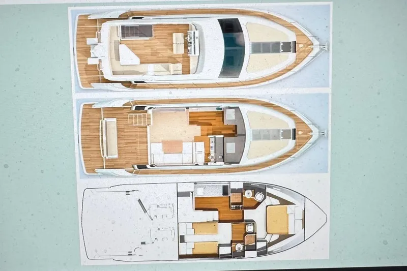  Yacht Photos Pics Floor plan of a 2013 Fairline Squadron 42 yacht, showcasing interior layout.