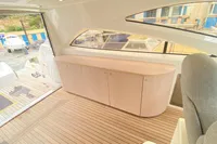 Luxurious interior of 2007 Astondoa 53 Open yacht with sleek wooden flooring.