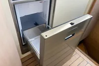 Stainless steel drawer refrigerator on 2007 Astondoa 53 Open yacht.