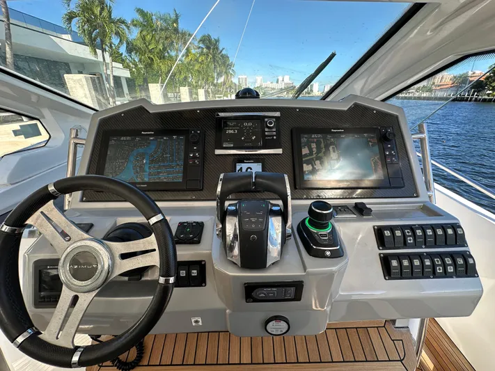  Yacht Photos Pics Cockpit of 2018 Azimut Verve 40 yacht with advanced navigation controls.
