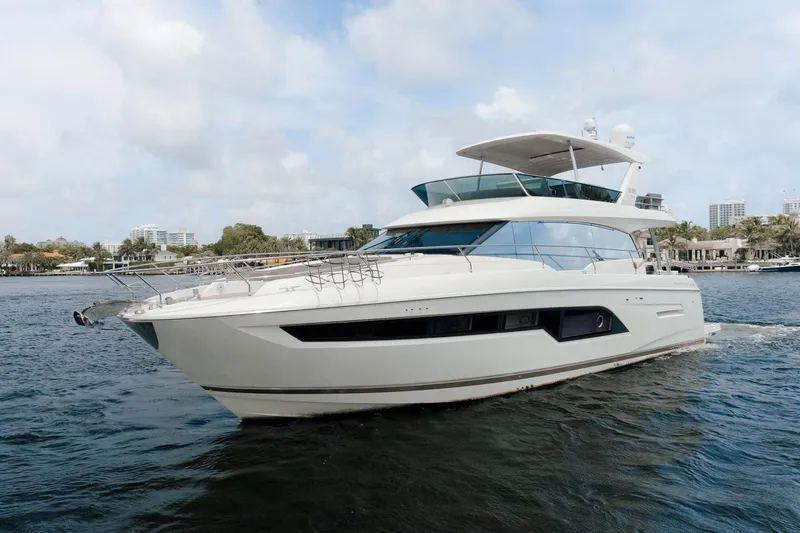 No Rush Yacht Photos Pics Luxury 2018 Prestige 630 yacht cruising on a sunny day.
