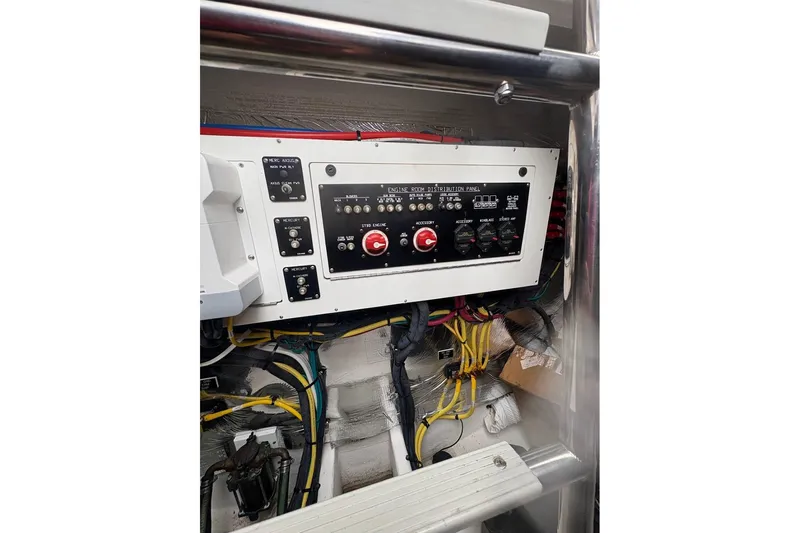  Yacht Photos Pics Engine room distribution panel of 2017 Cruisers Yachts 39 Express Coupe with wiring.