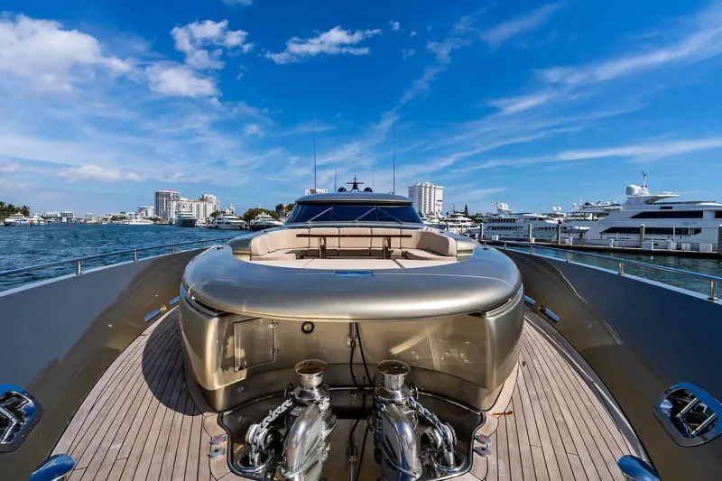 Diamond Yacht Photos Pics Luxurious 2013 AB 116 Motoryacht docked, showcasing sleek design and spacious deck.