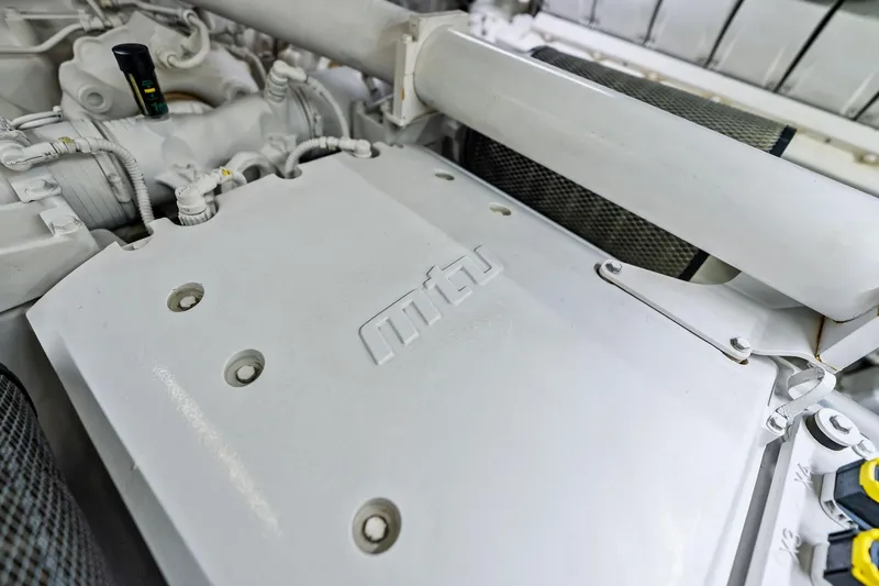 Diamond Yacht Photos Pics Engine compartment of 2013 AB 116 Motoryacht featuring MTU components.
