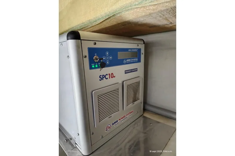 Libert'e Yacht Photos Pics Frequency converter in a 2020 Fountaine Pajot MY6 yacht, featuring SPC10 model by Ang Converters.