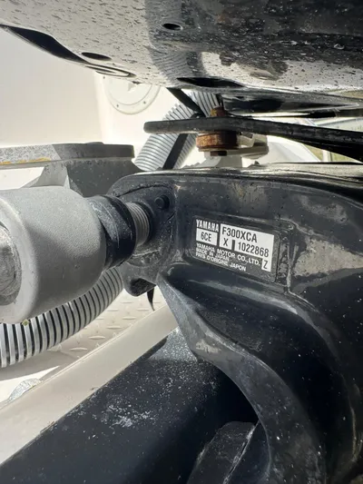  Yacht Photos Pics Close-up of Yamaha F300XCA engine on 2016 Everglades 355 Tournament boat.