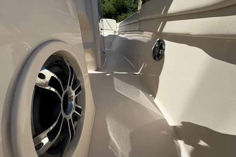  Yacht Photos Pics 2022 Grady-White Canyon 326 boat interior with speaker detail, showcasing sleek design.