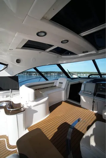  Yacht Photos Pics 2012 Sea Ray 500 Sundancer yacht interior with modern design and panoramic windows.