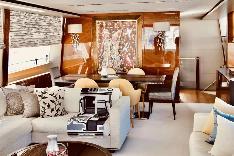 Yacht Photos Pics Luxurious interior of 2014 Princess 82 yacht with elegant decor and modern furnishings.