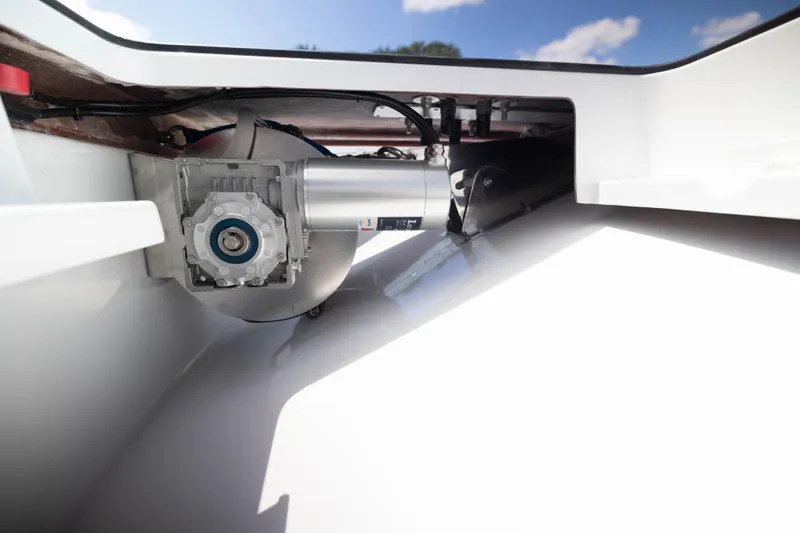  Yacht Photos Pics Freeman 47 LX 2026 boat engine compartment with mechanical components.