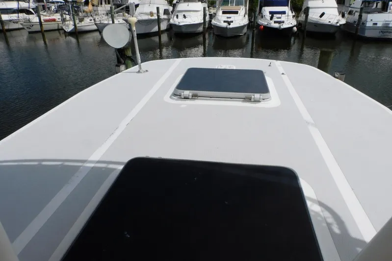 Popeye Yacht Photos Pics Deck view of 1988 Hans Christian 45 Independence Trawler in marina.