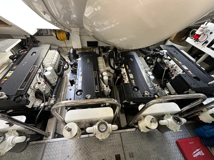 Volk Yacht Photos Pics Engine room of 2009 Lazzara LSX 75 yacht with multiple engines.