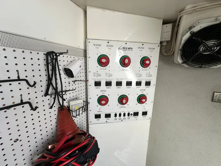 Volk Yacht Photos Pics Control panel of 2009 Lazzara LSX 75 yacht with switches and tools.