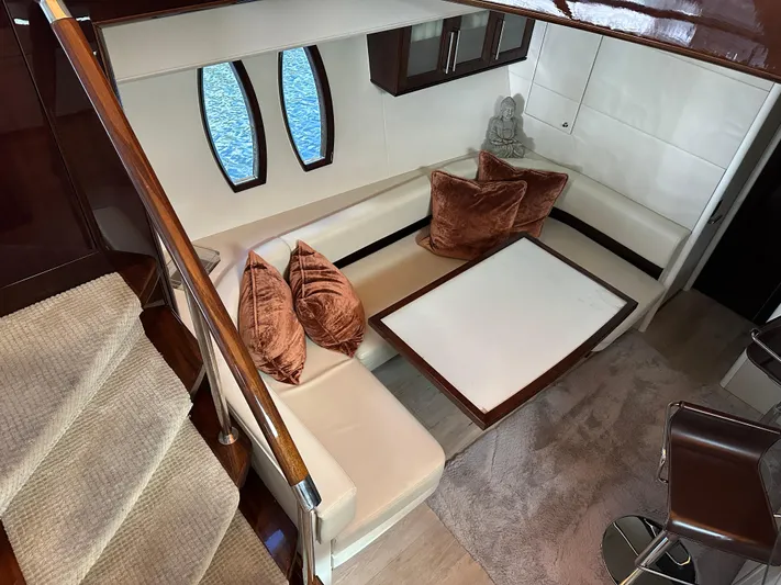Volk Yacht Photos Pics Luxurious 2009 Lazzara LSX 75 yacht interior with elegant seating and modern decor.