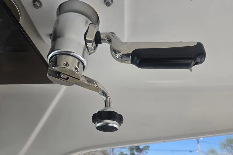 Smooth Operator Yacht Photos Pics Close-up of a manual winch handle on a 2008 True World Marine TE2810 boat.